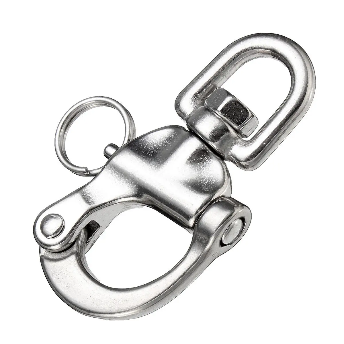 Stainless Steel Rotary Spring Hook Quick Release Boat Chain Eye Shackle Swivel Bracket Snap Hook Hardware Tool