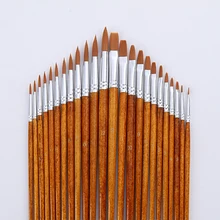 12/24 шт. набор нейлоновых волосяных фон с изображением коричневой деревянной ручкой набор кистей для рисования Профессиональная щетка для волос, акварель масляная краска принадлежности художественные Кисти