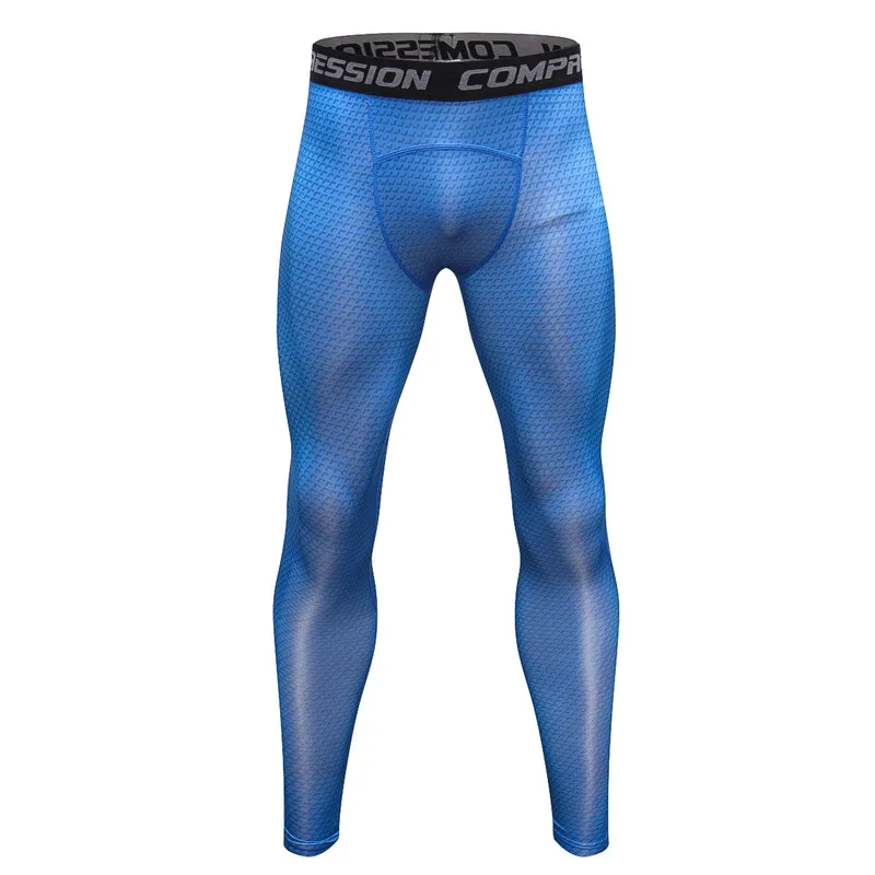 Спортивная одежда для фитнеса, модные мужские колготки с 3D принтом, Компрессионные спортивные Леггинсы, тренировочные леггинсы для мужчин, брюки - Цвет: blue