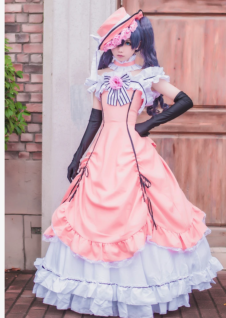 Anime Black Butler Kuroshitsuji Ciel Women Cosplay Costume Girls Pink