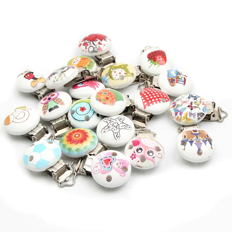

Wooden Pacifier Clips 5pcs Cute Infant Soother Teething 44x29mm Clasps Accessories For Baby Pacifier Clips Holders