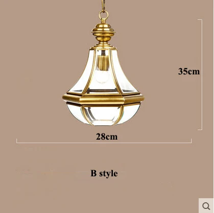 Европейский блеск, медные светодиодные подвесные люстры, лампа, стеклянный коридор, светодиодная люстра, освещение, светодиодные подвесные светильники - Цвет абажура: B style