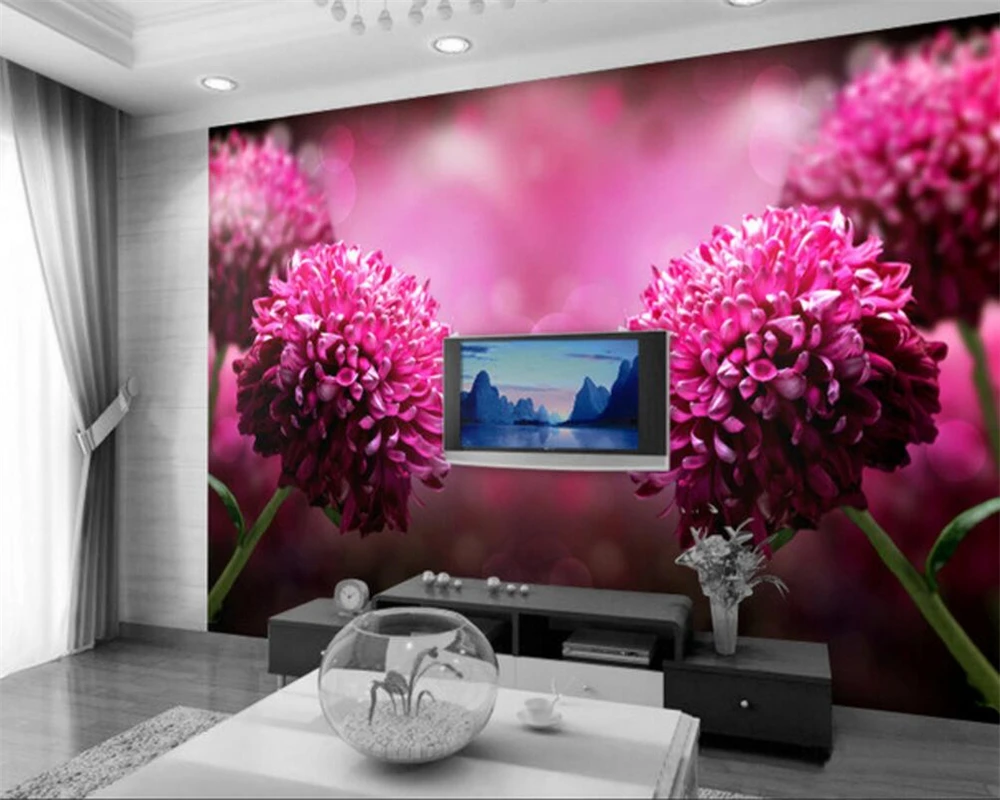 Beibehang 3d Wallpaper Dream Purple Flower Flower TV Background Home Decoration 3d Living Room Bedroom wallpaper for walls 3 d