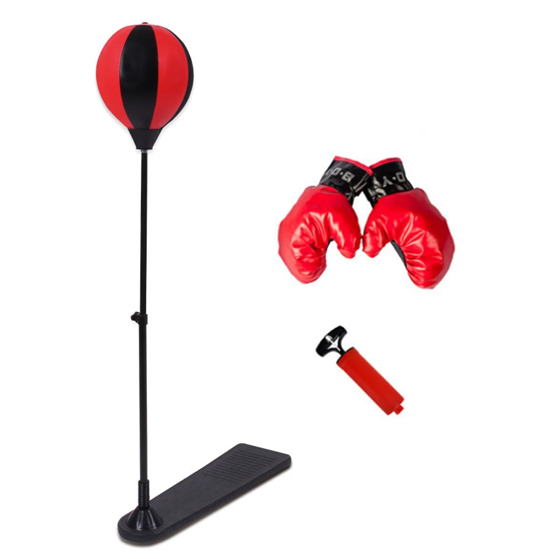 

Trample Type Boxing Suit Upright Punching Ball Adjustable Height Tumbler Sport Toys Set with Gloves - Red + Black