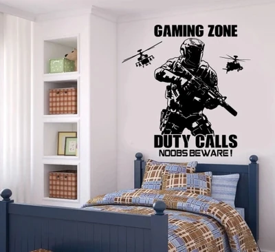 custom room decal game zone call of duty style soldier helicopter