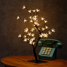3 цвета, 3,6 Вт, 48 головок, Светодиодный настольный светильник, вишневый цвет, дерево, ночной Светильник для дома, спальни, внутреннего освещения, украшения для рождественской вечеринки