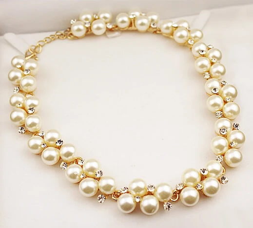 Fashion Jewelry Collar Statement Choker Pearl Crys...