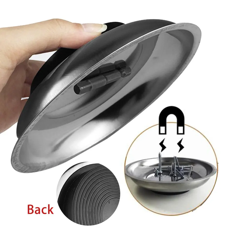 

3 Sizes Stainless Steel Magnetic Parts Bowl Storage Tool Tray Nuts Bolts Screws Part Tray Magnetic Parts Plate 3/4/6 inch