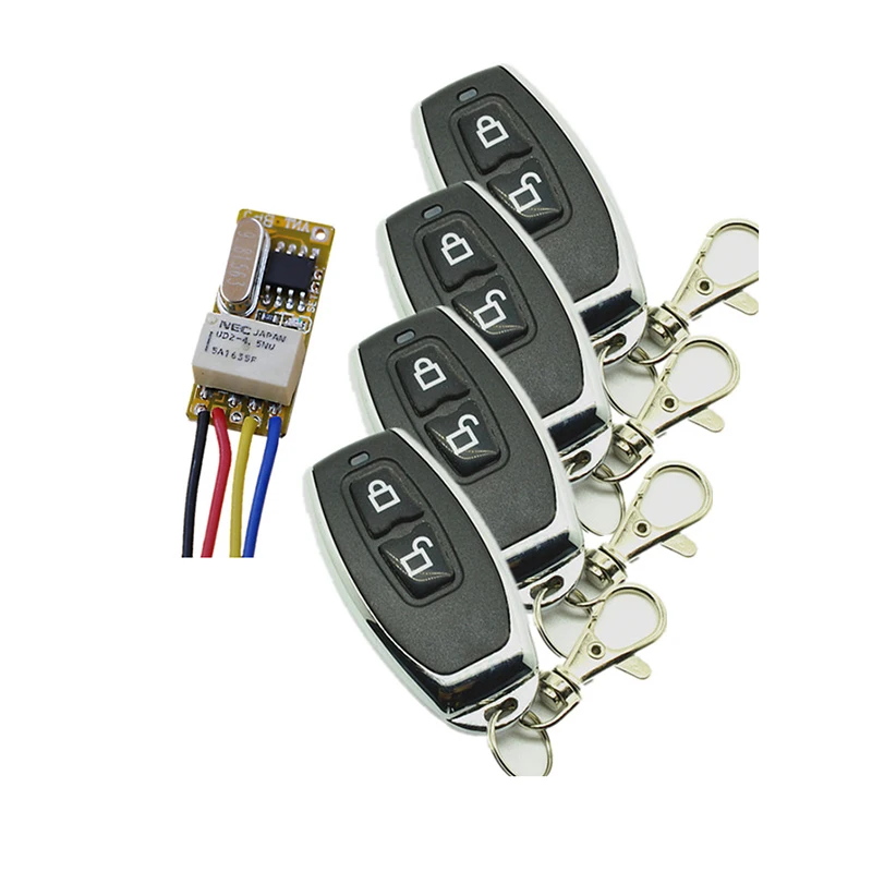 

DC3.7V 5V 6V 7V 9V 12V Mini Relay Wireless Switch Remote Control Light Strips Controller Micro Receiver Transmitter System