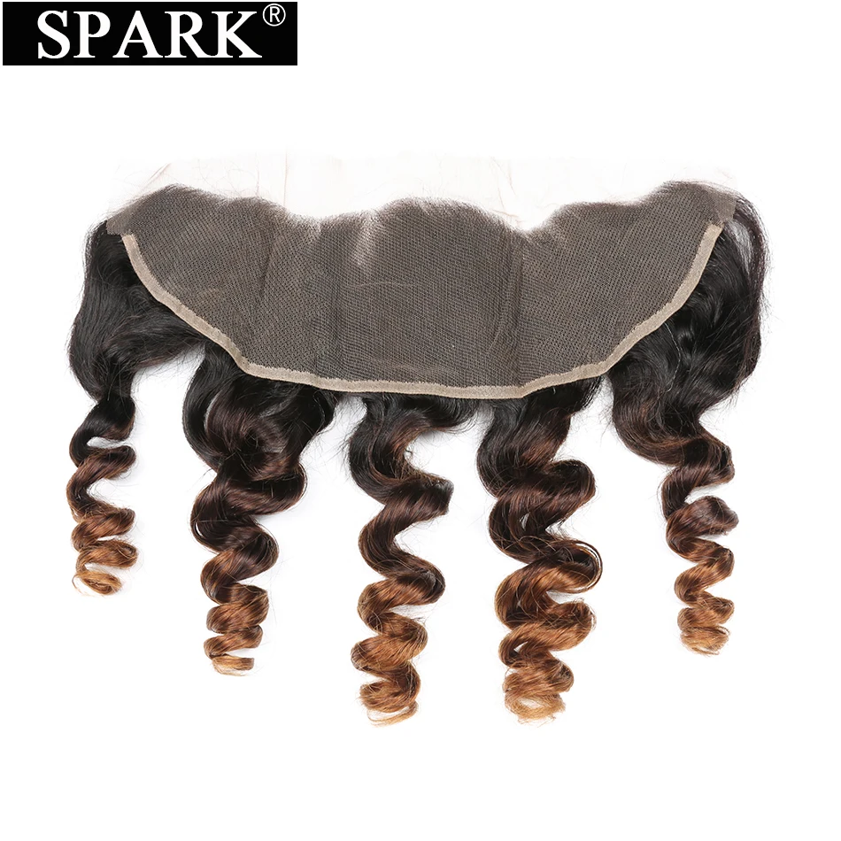Spark бразильский свободная волна человеческих волос 3/4 Связки с закрытием 13x4 уха до уха с закрытием 1B/4/30 Волосы remy