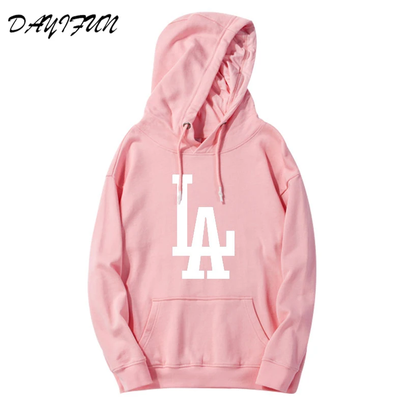 

DAYIFUN New Autumn High Quality Sweatshirt with Hooded brand Hooded Woman's Sweatshirt winter LA LETTER Print hoodies WT013