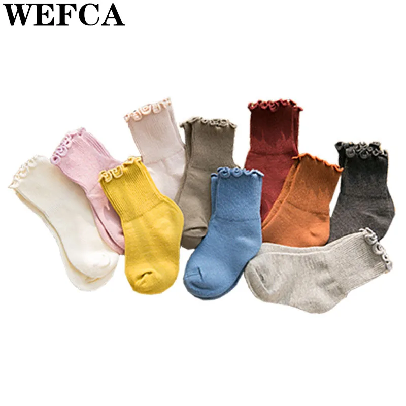 Весенне-осенние детские носки для мальчиков, однотонные носки для маленьких девочек, носки для новорожденных, вязаные носки для малышей
