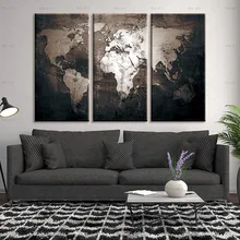 3 Panels Abstract Canvas Posters and Prints World Map Wall Art Cuadros Decorative Pictures for Living Room