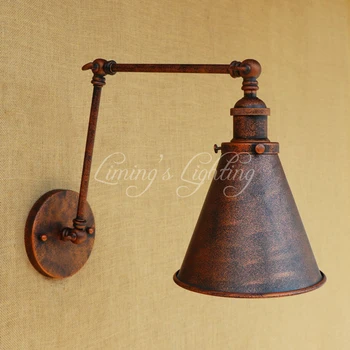 

Retro Vintage Loft Metal Wall Lamp E27 LED Bulb Adjustable Lamp Arm Industry Iron Lampshade For Living Room Bedroom Bar Fixtures