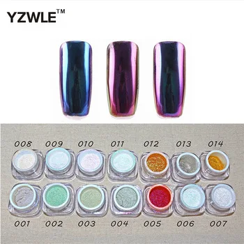 YZWLE 1g/box Shinning Mirror holographic powder Gorgeous Nail Art Chrome Pigment Glitters Dust Nail Art Decorations