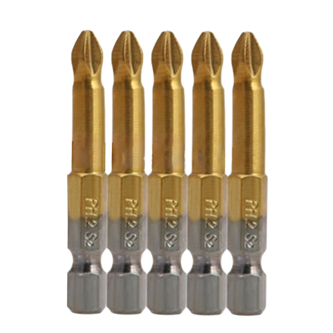 

5/10pcs Titanium Coated 1/4" Hex Shank PH2 50mm length Anti Slip Electric Screwdriver Bits with magnetic tip