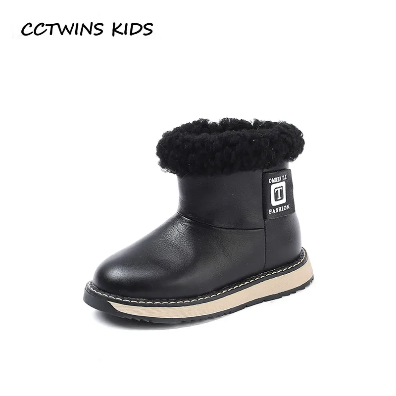 

CCTWINS KIDS 2018 Winter Boy Genuine Leather Warm Shoe Children Fashion Mid Calf Boot Baby Girl Black Snow Boot CS1641