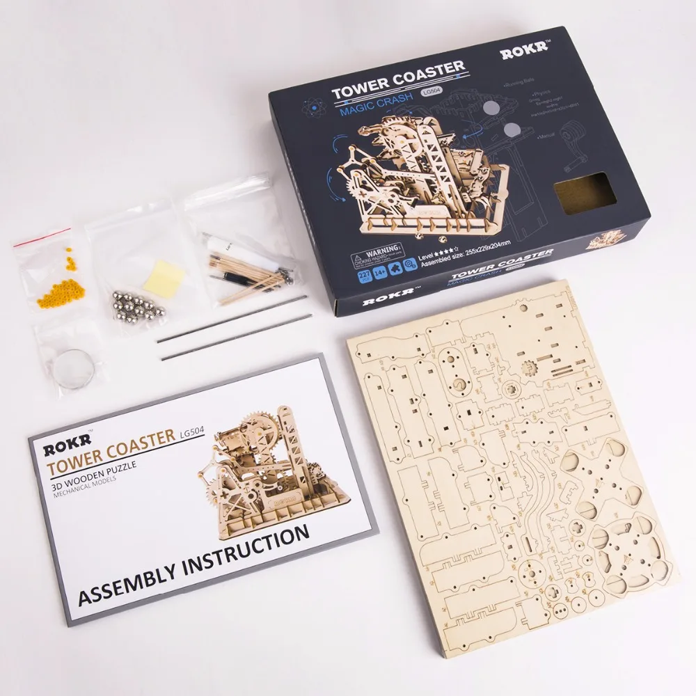 Very best  Robotime 4 Kinds DIY 3D Marble Run Game Wooden Gear Drive Model Building Kits Toy for Children LG50