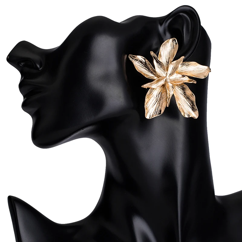 Золотые серебряные в форме цветка сережки-гвоздики большие Многослойные массивные праздничные металлические звезды модные ювелирные изделия для женщин