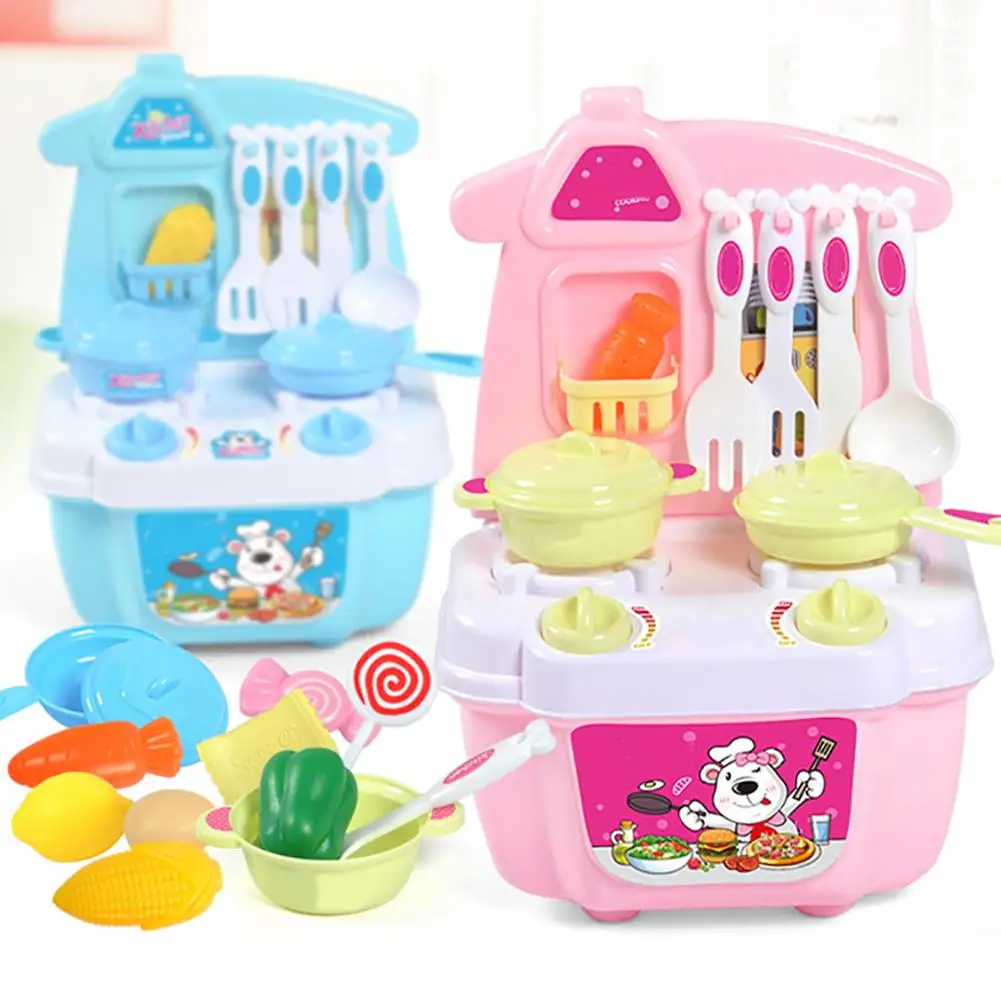 

2018 Popular Funny 21Pcs/Set Simulation Kitchen Tableware Storage Box Kids Cooking Pretend Play Toy