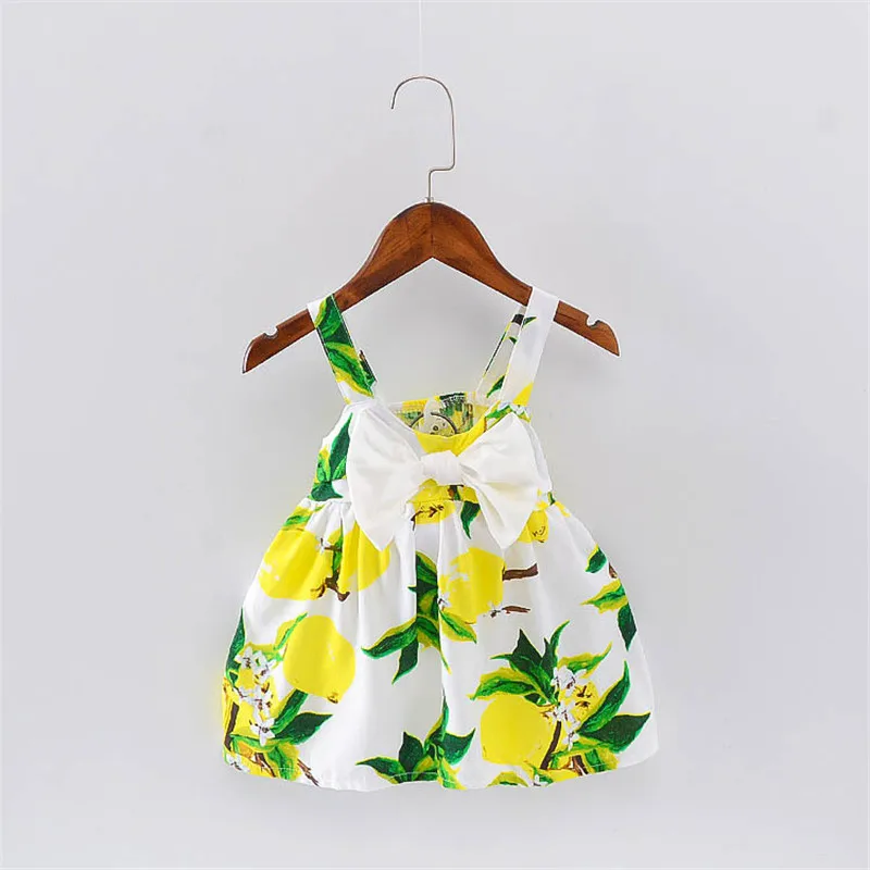 

Retail Girl's Dress Summer Lemon Pattern Girl Clothes Kids Summer Dresses X048