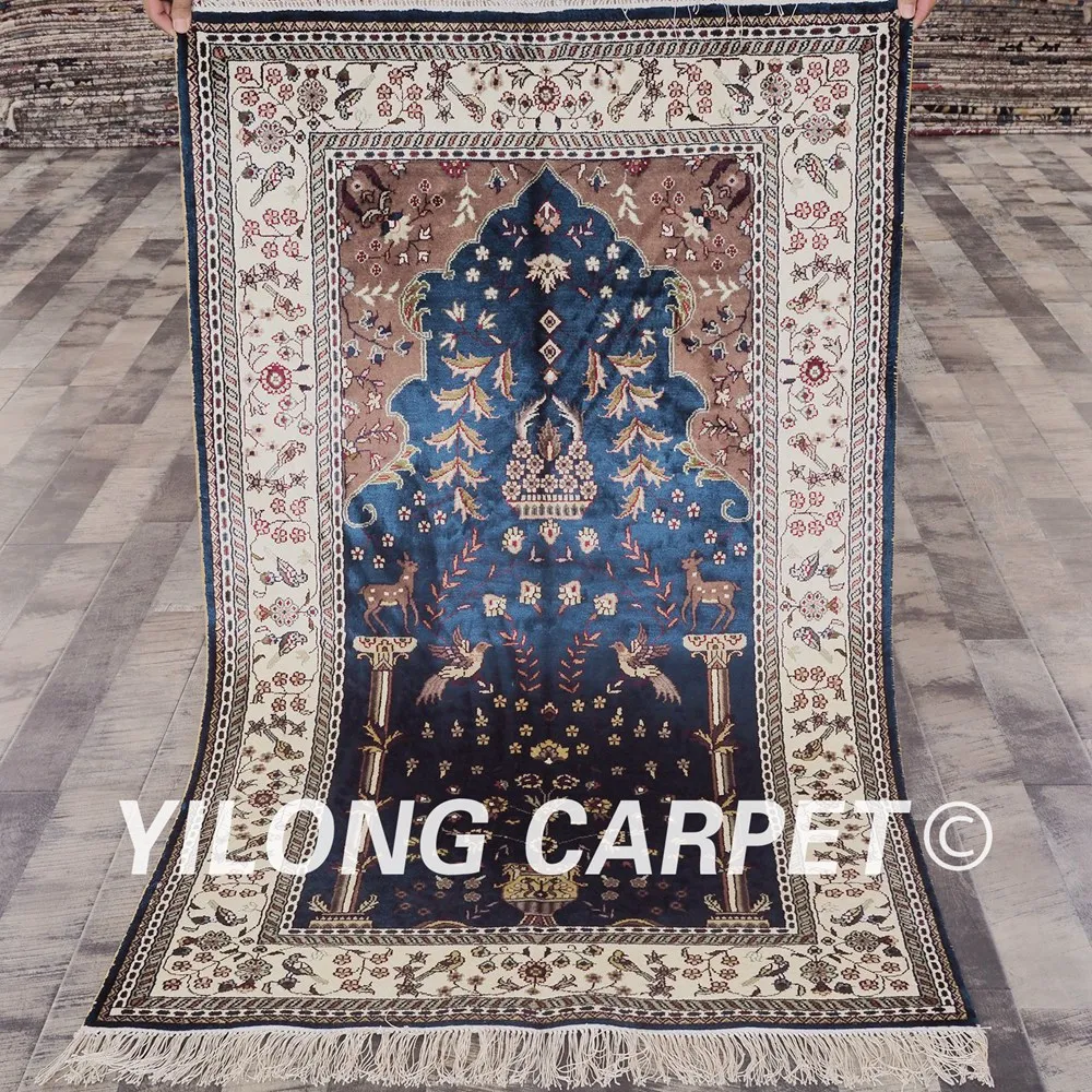 YILONG 3 'x 5' синий ковер Восточного турецкого символа жизни купить Шелковый