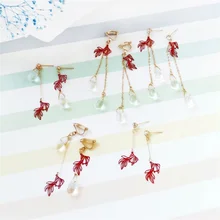 Корейские Оригинальные серьги золотые рыбки Простые Длинные асимметричные Висячие женские серьги милые маленькие свежие серьги