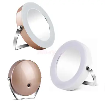 

Silver Gold Desktop LED Lighted Mirror Cosmetic Makeup Shaving Grooming Magnifying 3X Mirror for Bathroom Travel