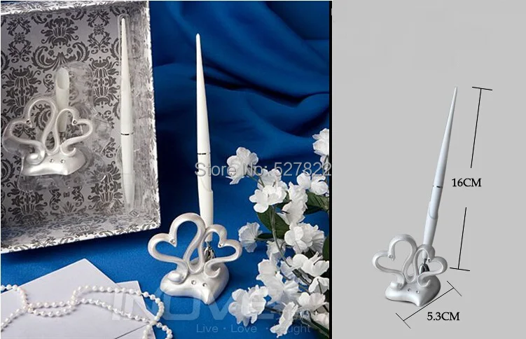 Free Shipping Double Hearts Wedding Pen Resin with Exquisite Packaging for Wedding Favors Gift Party Brithday Gift