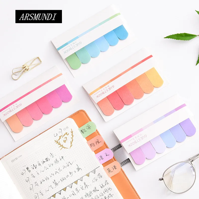 

Cute Gradient N Times Memo Pad Paper Sticky Notes Kawaii Stickers Stationery Papeleria School Supplies