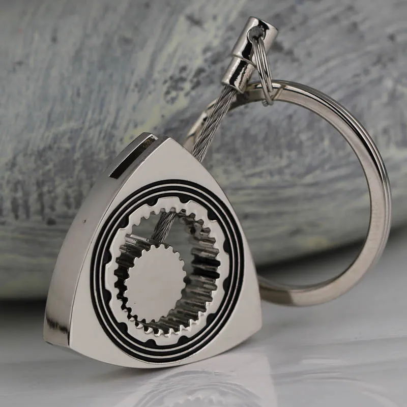 

10Pcs/Lot Rotor Keychain Polished Silver Auto Part Triangle Engine Rotary Keyring Key Ring Chain Keyfob 86112