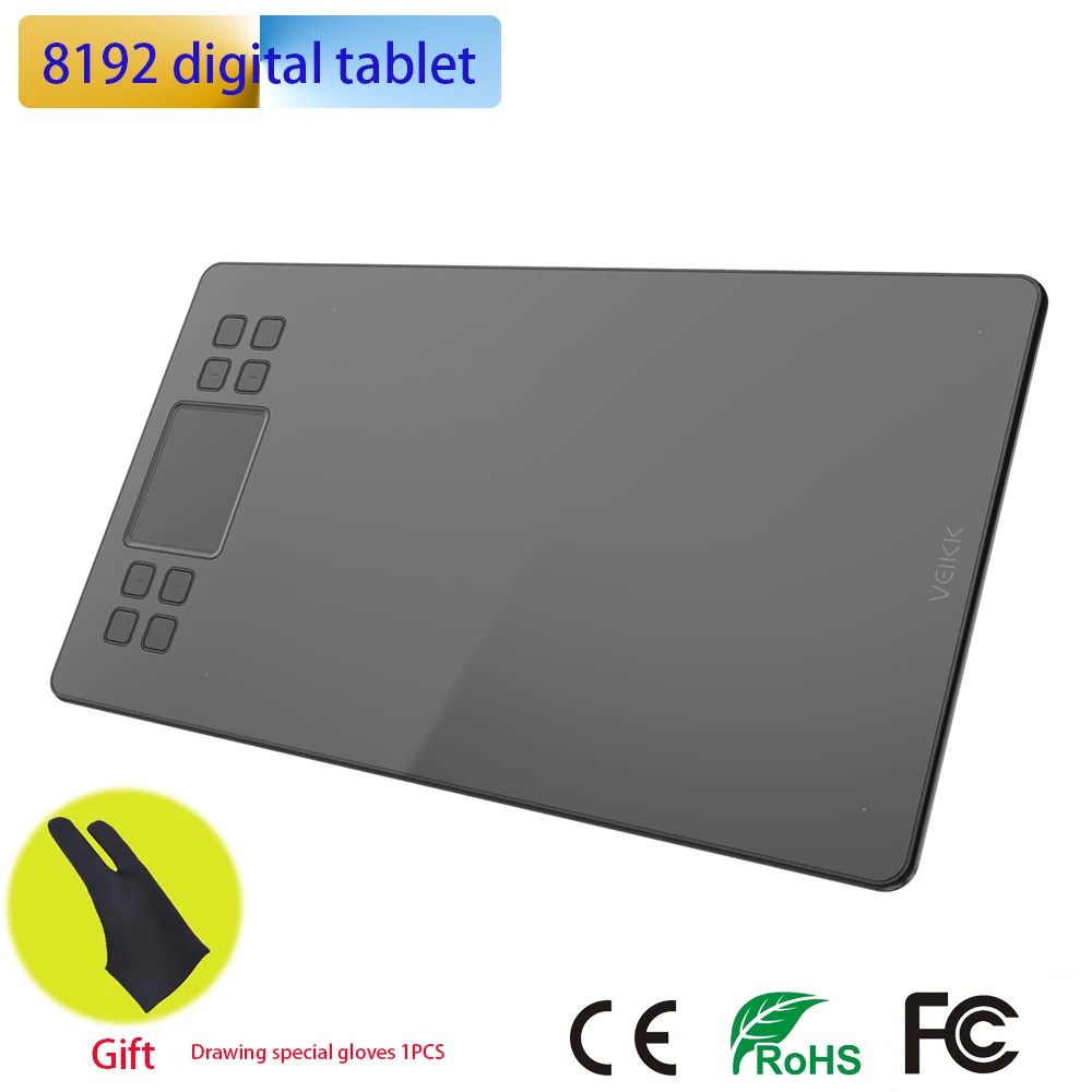 

VEIKK A50 Digital Tablet Graphics Drawing Tablet "10x6'' Painting Pad 8192 Level Graphic Tablet with battery-free Pen and Glove