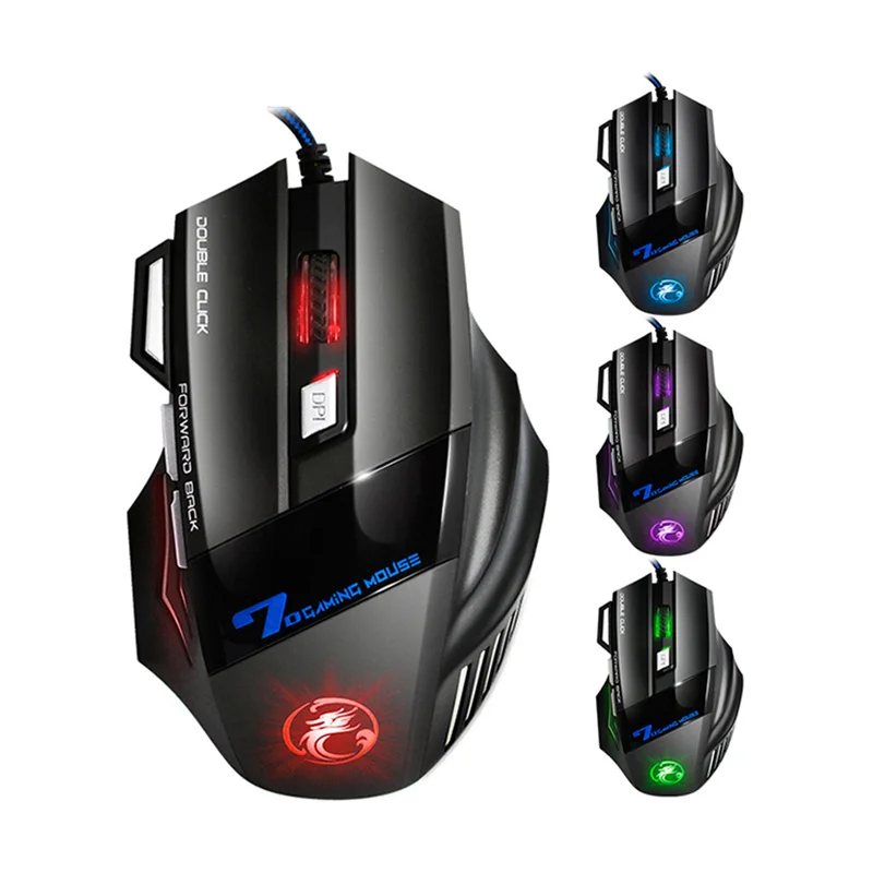 Tri-color USB Wired LED Backlit Laptop Computer Gamer Keyboard Mouse Combo Optical Pro 7 Buttons 5500 DPI Gaming Mouse