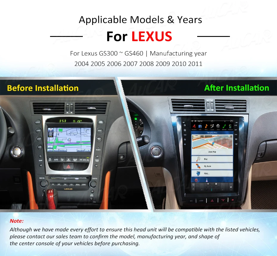 Best AuCAR 2 din Android 8.1 Tesla Style IPS Screen 12.1‘’ Car radio For Lexus GS300 GS350 GS400 GS430 GS460 1 din cassette player 7