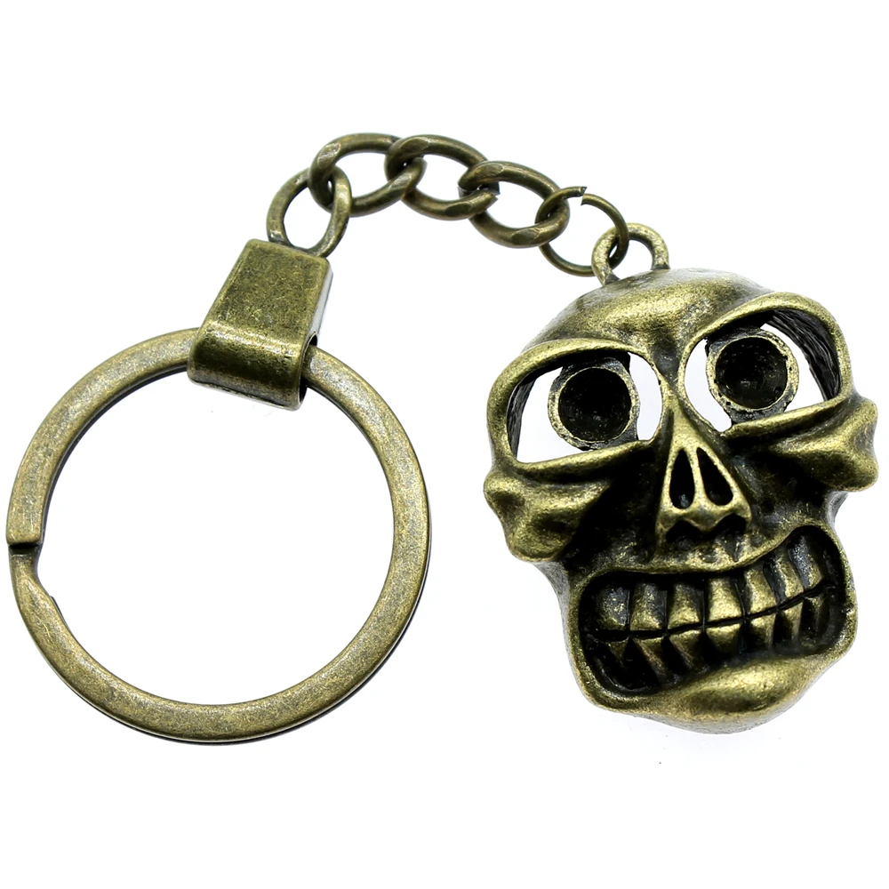 

Men Jewelry Key Chain Party Gift Keychains Dropshipping Jewelry 38x27mm Skull Antique Bronze Key Rings