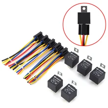 5 компл. DC 12 В 40A AMP реле и разъем SPDT 5 Pin 5 Провода YCL-12V-C JD1914 для авто грузовик аксессуары