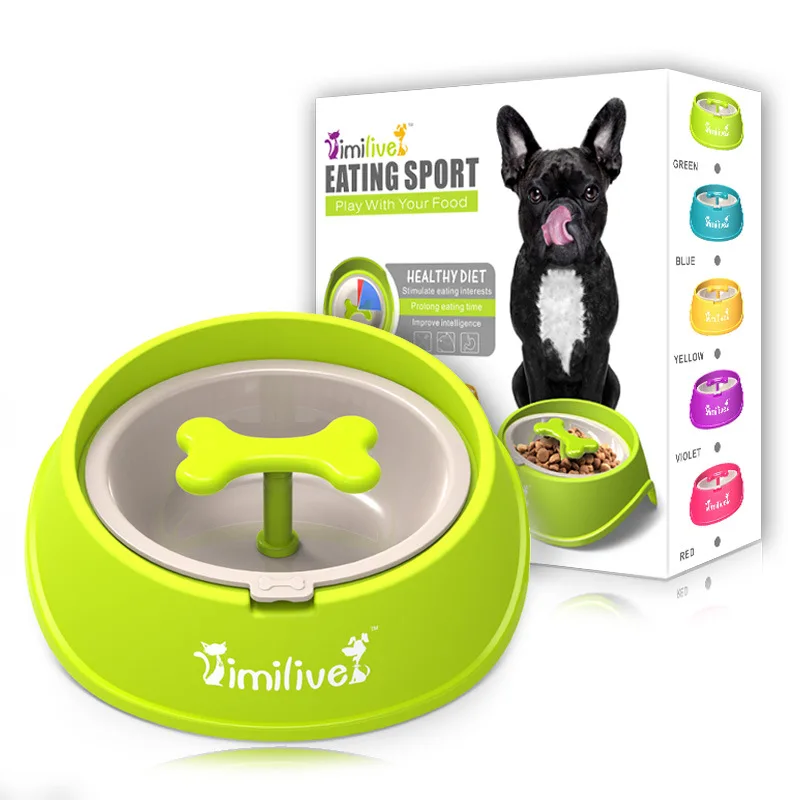 

Fun Bone Shaped Slow Feeder Dog Food Bowls Water Bowl Dishes for Puppy Small Large Pet Feeding