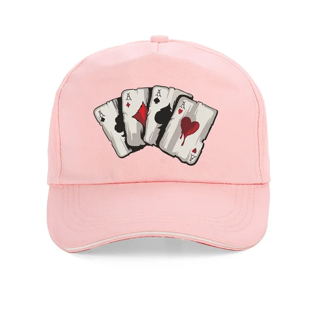 New design cartoon playing cards100%Cotton Dad cap Old Playing Card Baseball caps fashion Unisex adjustable snapback hat gorras Pink