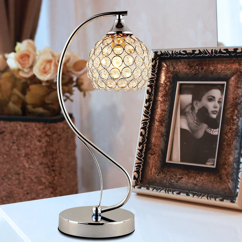 Crystal decorative table lamp warm bed bedroom living room modern