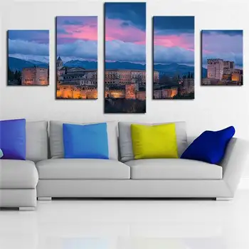 

Alhambra Spain Modern Home Wall Decor Canvas Picture Art Print Wall Painting Set Of 5 Each Canvas Arts Unframe MULTI -65573-YP