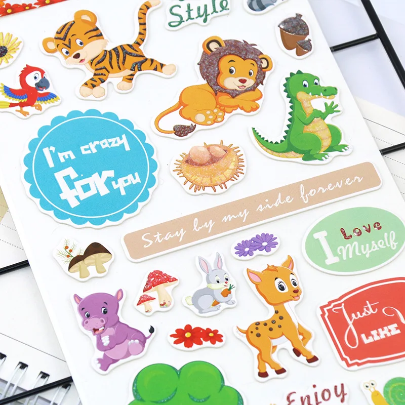 

Joylong Pusheen Bt21 Stickers Scrapbooking Animal Kingdom Cute Sticker Book DIY Toys For Children Paper Alpaca Kids Stickers