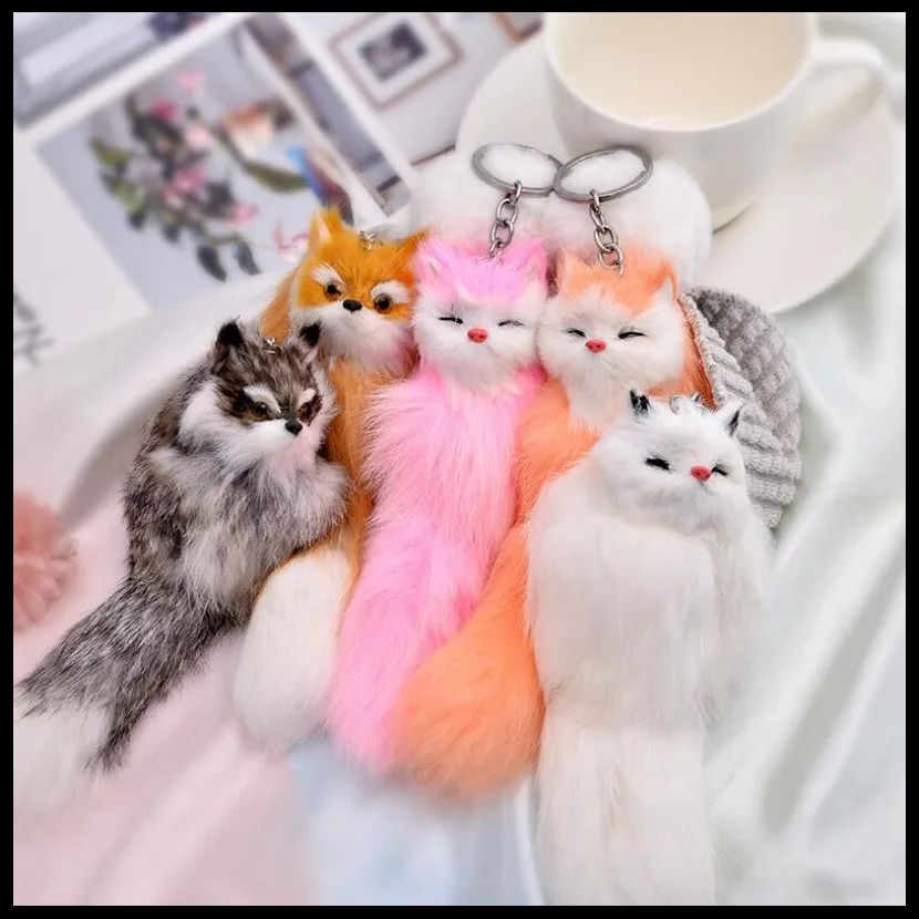 

2019 NEW Fashion Creative Fox KeyChain Girls Bag Ornaments Car Key Chain Exquisite Gift Birthday Gift Party Favors