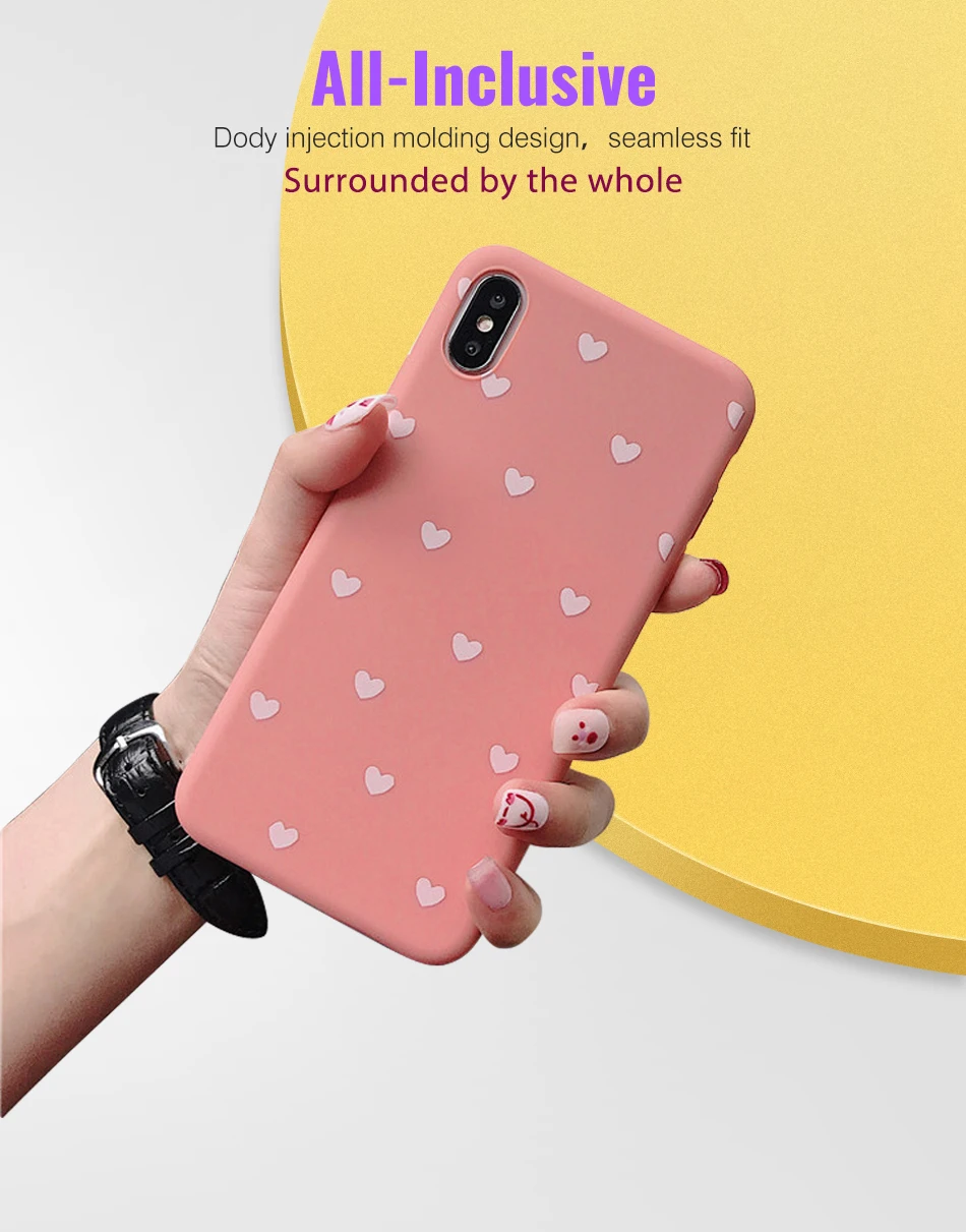 Fashion Sweet Heart Phone Case For iphone XR XS Max Simple Cute Love Heart Soft TPU Case Cover For iPhone XS Max XR 6 7 8 Plus
