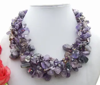 

Excellent Purple Charoite&Crystal Necklace