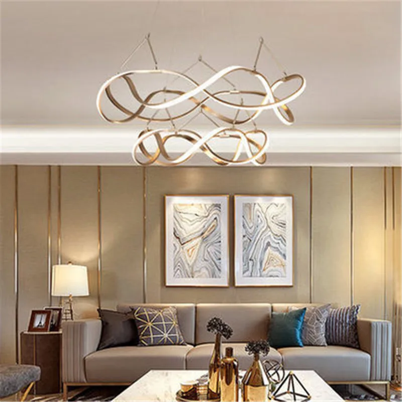 

Modern Fashion Dining RoomLed Pendant Lamp Art Spiral Design Acrylic Parlor Bedroomd Decoration Light Fixtures