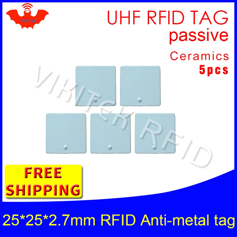 UHF RFID металлическая бирка 915 МГц 868 МГц Alien higgs3 EPC 5 шт. 25*25*2,7 мм Маленькая квадратная керамика Смарт пассивные RFID метки