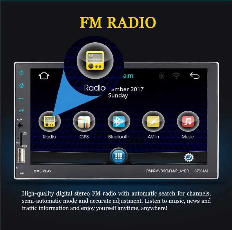 Сенсорный экран FM Поддержка USB U диск Bluetooth AUX аудио Вход HD для стерео-Радио автомобильной MP5 Беспроводной GPS Android навигации 7 дюймов 2DIN