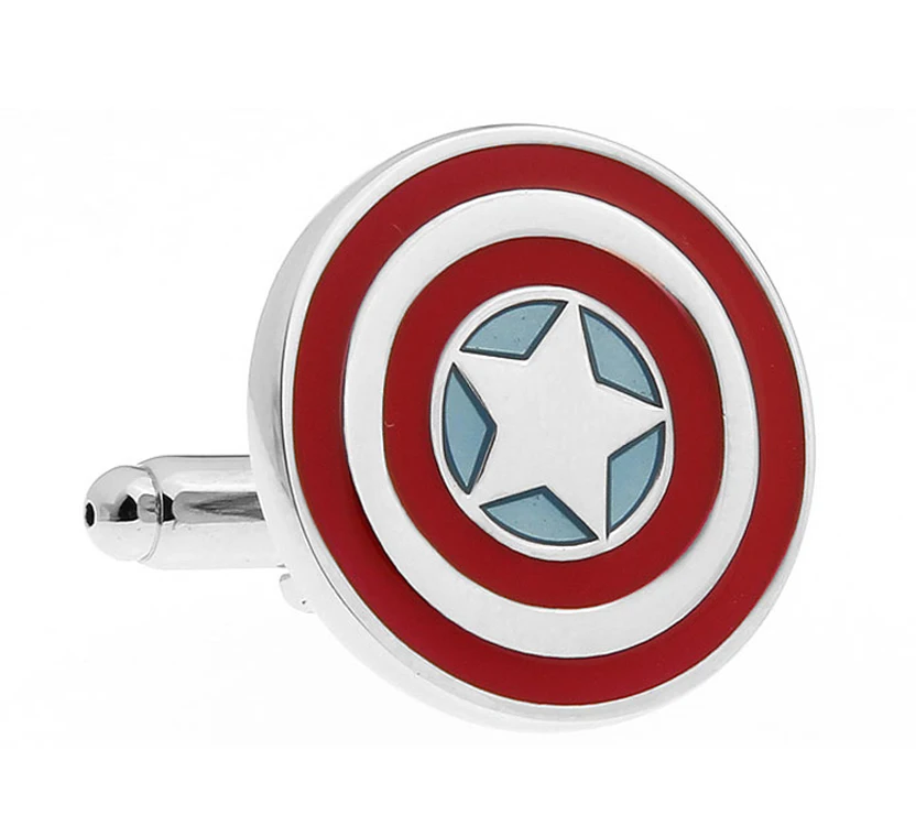 Мужские Запонки Captain America медный материал красный цвет дизайн супергероев|Зажимы