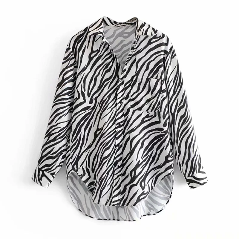 Buy Women Fashion Zebra Print Asymmetrical Blouse