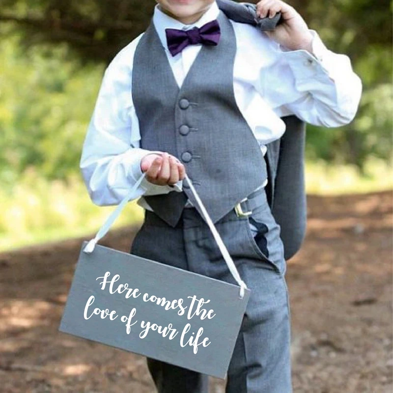 Here Comes the Love of Your Life Wooden Sign Vinyl Decal Wedding Decor